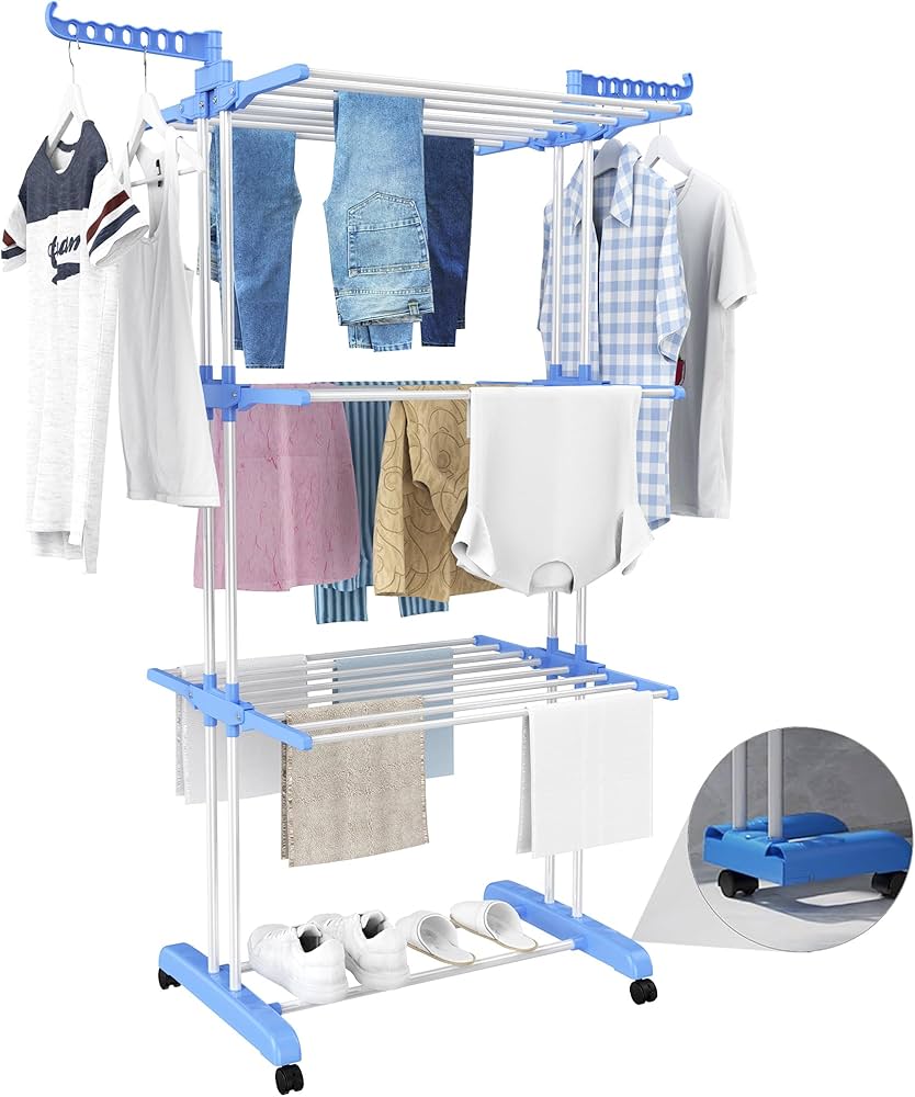 HOMIDEC™ 4-Tier - منشر الملابس الذكي 4 طوابق من الستانلس ستيل القابل للطي